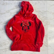 Disney Jumping Beans Kids Minnie Mouse Faux Fur Fleece Hoodie Red Size 5