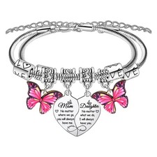 2PCs Mother Daughter Charm Bracelet Gifts for Women Mother's Day Gifts for Mom