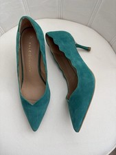 Kaleidoscope Suede Teal Scallop y2k Pointed Court Shoes Size 4 vintage 