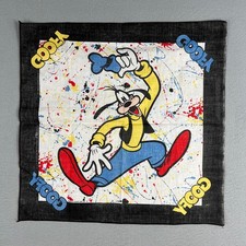 VTG Disney Goofy Splatter Bandana Scarf 21"x 21" Handkerchief 1990s Made in USA