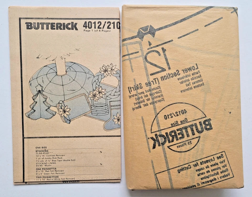 De Colección Años 80 Butterick Coser Patrón 210 Decoración de Navidad Árbol Falda Medias Corona UC Foto 3 de 3