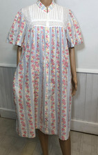 Gilligan O'Malley 1/4 Zip Seersucker House Coat Sz L Floral Robe Nightgown