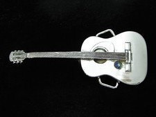 OG03162 NOS VINTAGE 1970s CUT-OUT GUITAR MUSIC CHROME ON SOLID BRASS BUCKLE