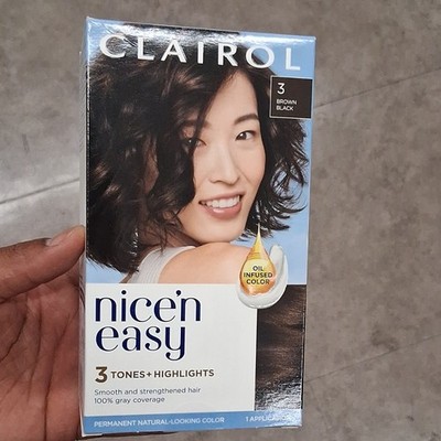 Clairol Nice'n Easy Permanent Hair Dye Brown-Black 3 Oil Infused Gray Coverage