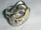 VINTAGE F.R.I. STERLING SIVER 18K GOLD MODERNIST CZ RING - SIZE 10!