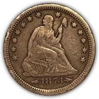 1873-S Arrows Seated Liberty Quarter Extremely Fine XF Coin, Rim Bumps #26594