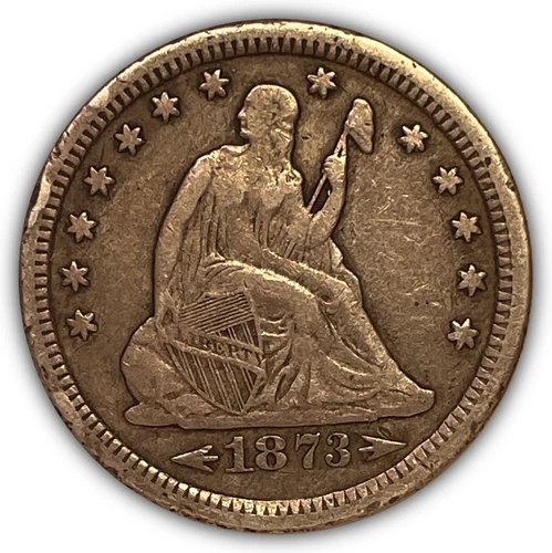 1873-S Arrows Seated Liberty Quarter Extremely Fine XF Coin, Rim Bumps #26594