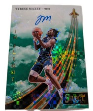 2023-24 Panini Select Tyrese Maxey In Flight Signatures Auto Green Prizm /5