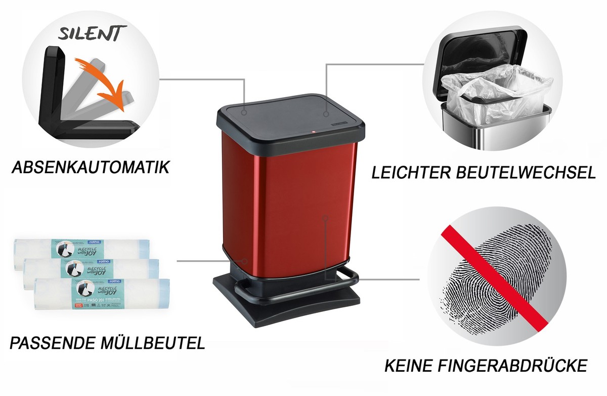 ROTHO Abfalleimer 20L Paso Mülleimer Treteimer Kueche Pedaleimer neuwertig online kaufen