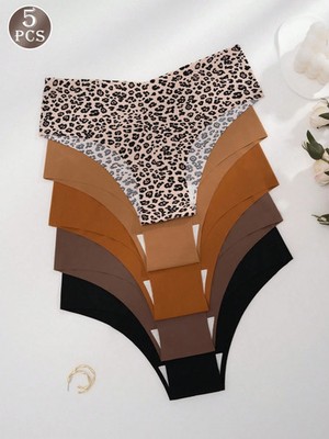 5er Set Damen Hüftslips im Leopardenmuster Bequeme, hautfreundliche Billig24