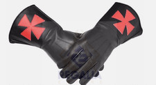 Masonic Regalia Knight Templar KT Gauntlets Genuine Leather Gloves Red Cross NEW