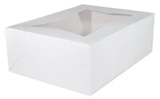 23143 Paperboard White Lock Corner Window Bakery Box, 19" Length x 14" Width ...
