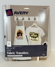 Avery Light Fabric Transfers for Inkjet Printers White 8.5 x 11 - 18 Pack New 2