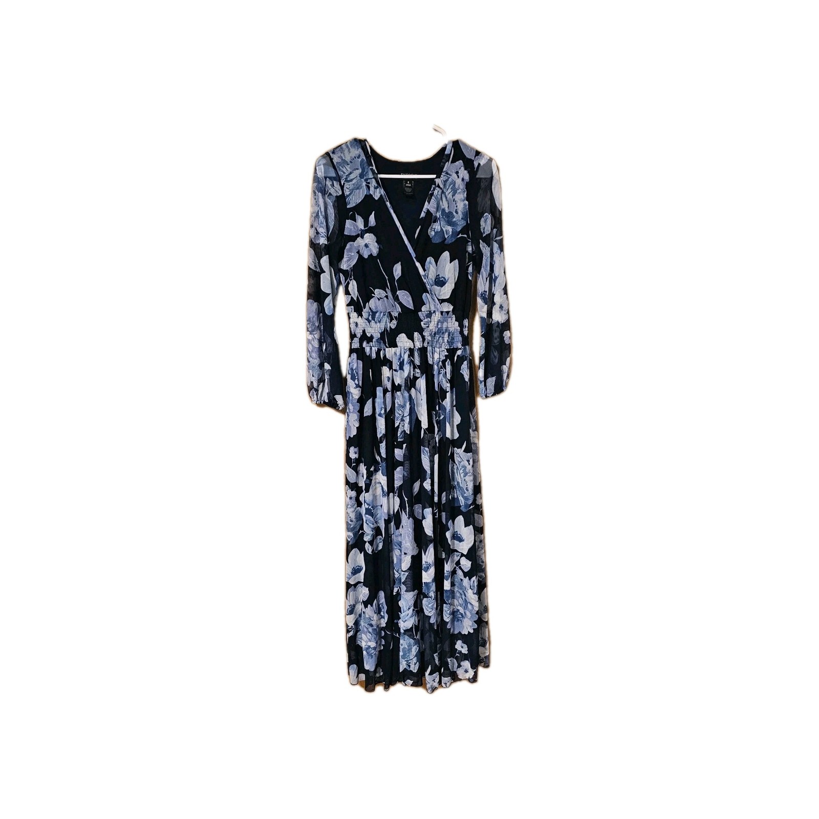 En Focus Studio Mesh Floral Maxi Dress Blue Size 8 Cottage