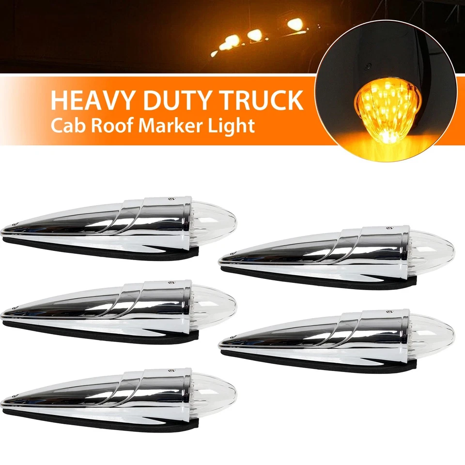 Kit de luces marcadoras LED para techo de cabina de torpedo 5x 17 para camión Kenworth Peterbilt Foto 2 de 4