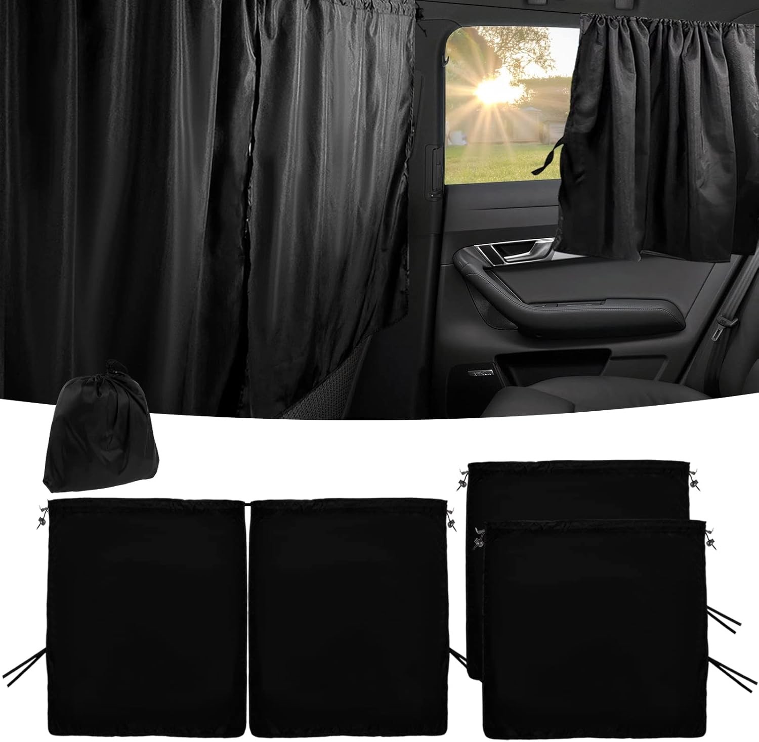 Car Divider Privacy Curtains, Universal Vehicle Blackout Window Covers Sun Shad