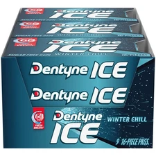 Dentyne Ice Winter Chill Sugar-Free Chewing Gum, 9 Packs of 16 Pieces (144 To...