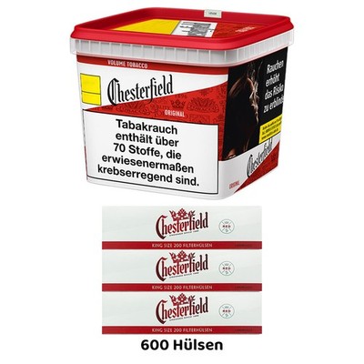 Chesterfield Red/Rot Volumentabak 230g Giga BOX, 600 Hülsen