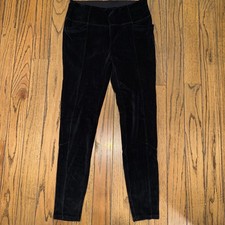 Athleta Metro Mid Rise Velour Cord Large Black Stash Pocket Legging 28”