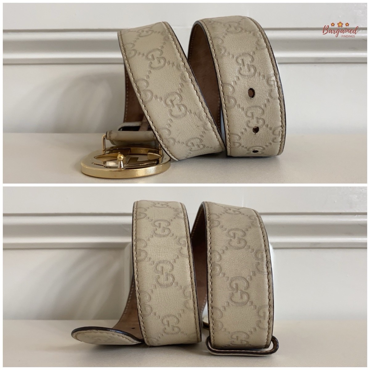 Authentic Gucci Cream Guccissima Leather Gold Interlocking G  display picture 2