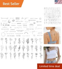 60 Sheets Elegant Temporary Tattoos - Inspirational Quotes  Floral Designs