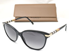Burberry Sunglasses B 4216 3001/T3 Cat Eye Black Frame w/ Grey Lenses Women 57mm