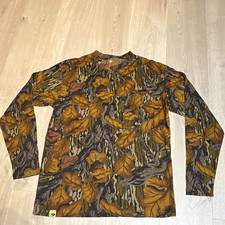 Mossy Oak Men?s Medium Cotton Camo Base Layer Long Sleeve Top Brown/Green
