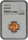 1944 D 1C Lincoln Wheat Cent NGC Graded MS 65 RD in New Holder