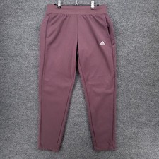 Adidas Jogger Womens M Medium Pink Sweatpants Fleece Comfy Drawstring Athletic