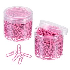Paper Clips 1.1 Inch Vinyl Coated with Box for Office Home Pink Count 400