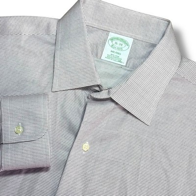 Brooks Brothers Milano Non Iron Dress Shirt Mens 16 L Maroon Check Button Down