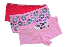 HELLO KITTY Panties 3 Pack Womens L Juniors Boyshort Pink Holiday NWT