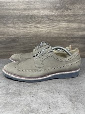 Clarks Gambeson Shoes Mens Size 9 Grey Suede Navy Blue Dress Brogue Oxford