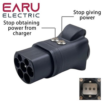 Typ 2 auf Schuko Adapter 16A mit Schalter E-Auto Ladekabel Schwarz Neu