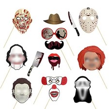 LHCING 22 Pcs Halloween Photo Booth Props Sign Kit - Spooky Skull Mask Death ...