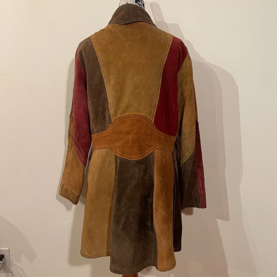 Vintage Suede Patchwork Jacket Women Small 1970's Hippy Boho Rare! - Image 3 of 4