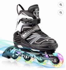 Adjustable Inline Skates Illuminating Light-Up Wheels for Kids Size Small
