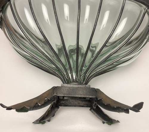 Vtg Bubble Glass 1960s Mid Century Hand-Blown Iron and Bubble Glass Bowl 13x9in - Picture 7 of 7