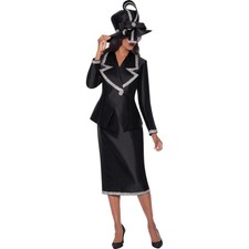 GMI Church Suit Matching Jacket & Skirt Embellished Twill 2pc elegance & comfort