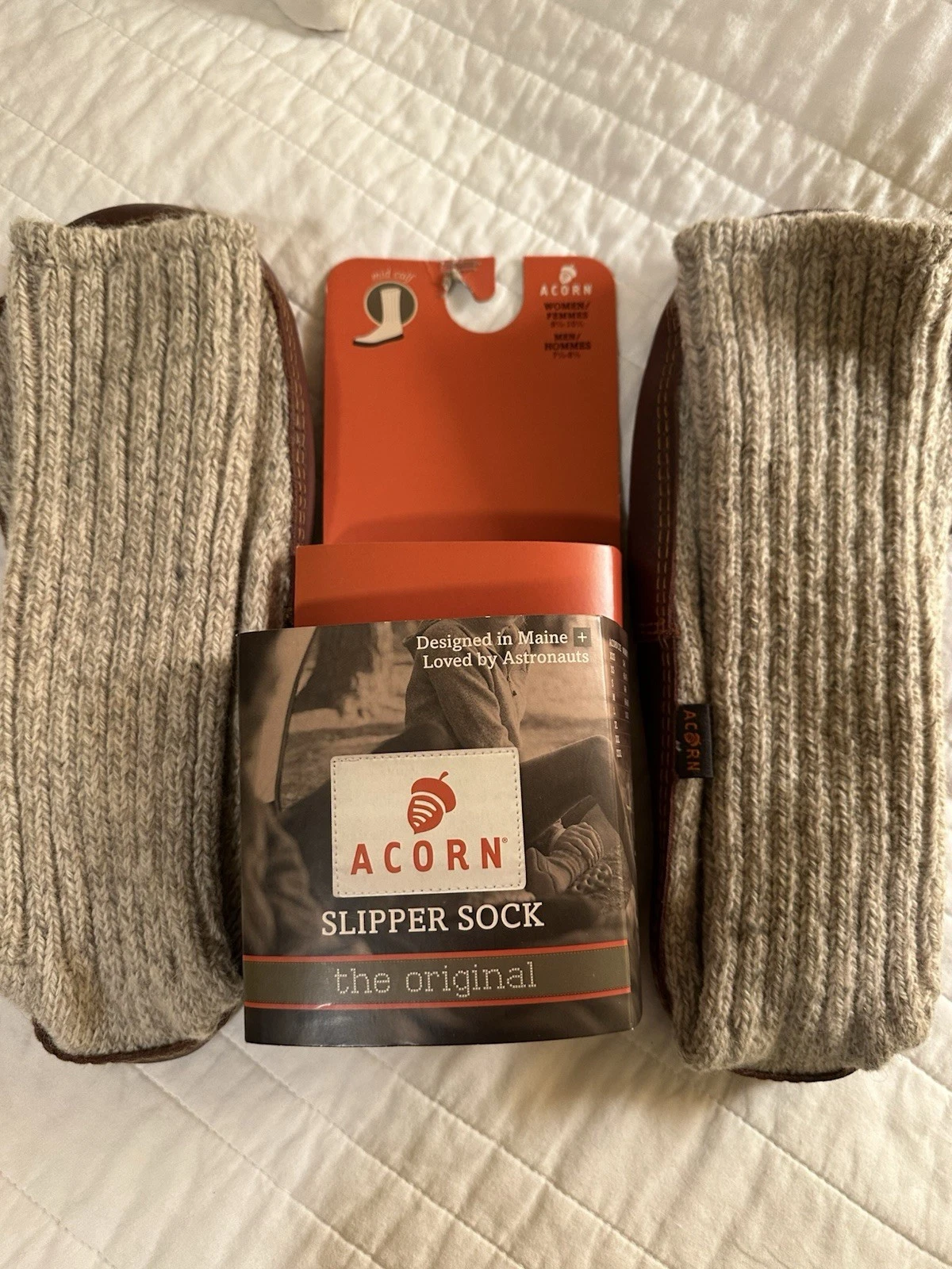 Acorn The Original Slipper Socks, Wool with Suede Sole, Women's Size M 9.5-10.5