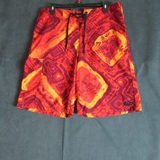 Nike 6.0 Board Shorts Mens Size 34 Red Orange Geometric Swim Trunks Resort Beach