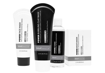 Global Beauty Care Power Face Wash, Clay Mask, Toner & Moisturizer Set Caffeine