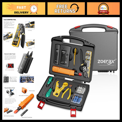 11-in-1 Network Tool Kit - RJ45 Crimping Tool, Tester, Punch Down, Stripper, Cut