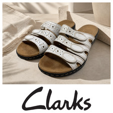 Clarks Collection Sz 7.5 White Leather Comfor...