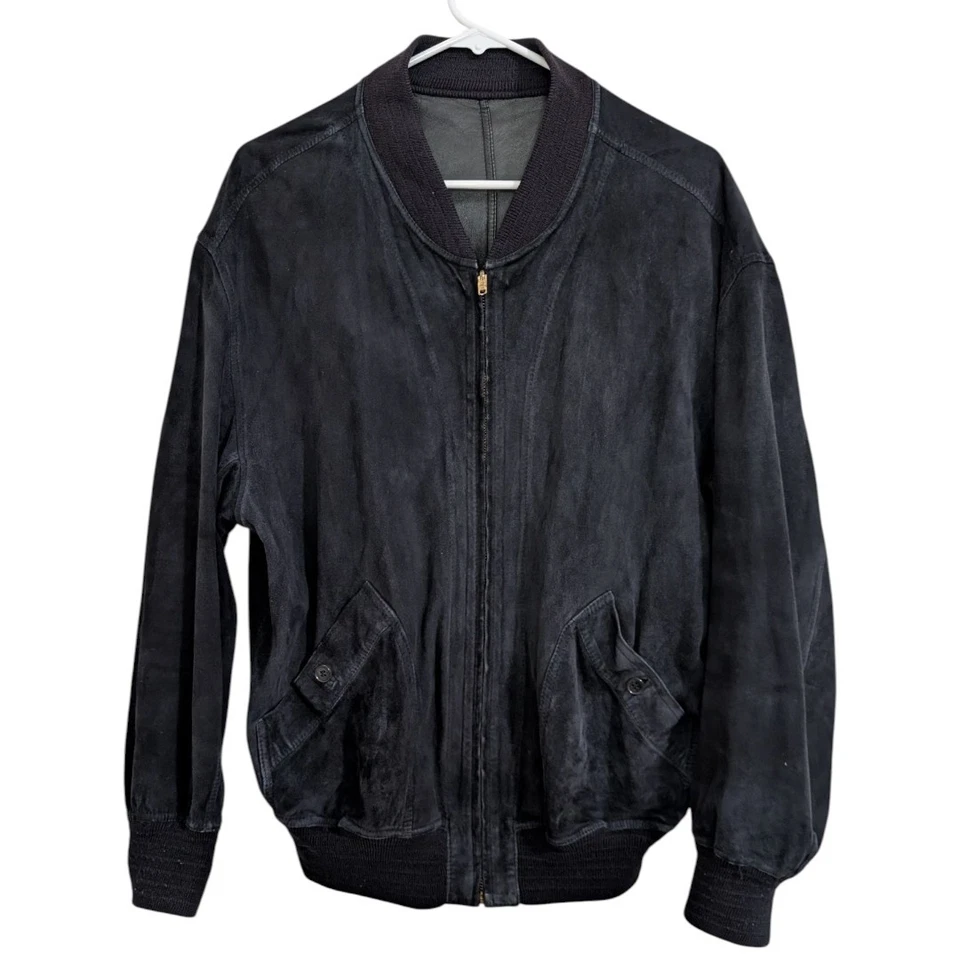 Chaqueta Bomber Bally Años 90 Italia Reversible Cuero Negro/Gamuza - Para Hombre 38, Mediana Foto 4 de 4