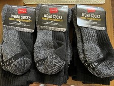 9 Pairs Crew Hanes Men s Work Socks Double Tough Durability Size 6-12 New