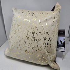 Throw Pillow Torino Scotland Cowhide Pillow Gold Speckled 17"×18" Inches Euro