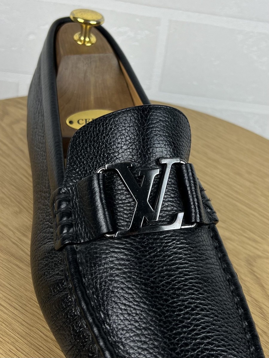 LOUIS VUITTON Loafers Leather Dress Shoes MONTAIGNE LV Black Mens