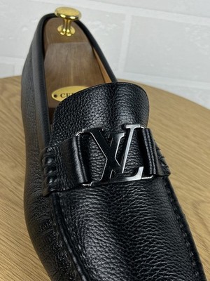 LOUIS VUITTON Loafers Leather Dress Shoes MONTAIGNE LV Black Mens