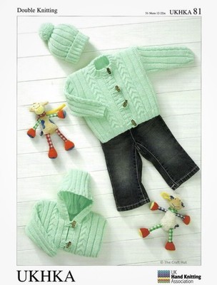 Handstrickmuster Doppelstrick Baby Kleinkind Kind Jacken und Mütze UKHKA81 Neu